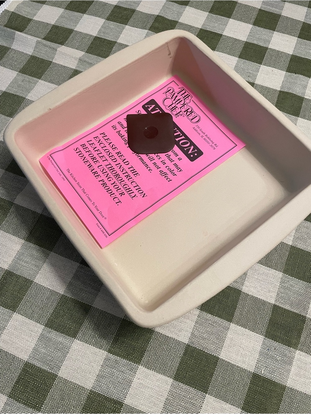 NEW!! Pampered Chef Stoneware 9" Square Baker #1490 - Family Heritage Collection